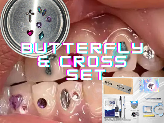 Butterfly & Cross Tooth Gem Set | DIY Kit