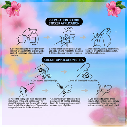 Glitter Tattoo Starter Kit | 6 Sheets + 9 Glitter Colours