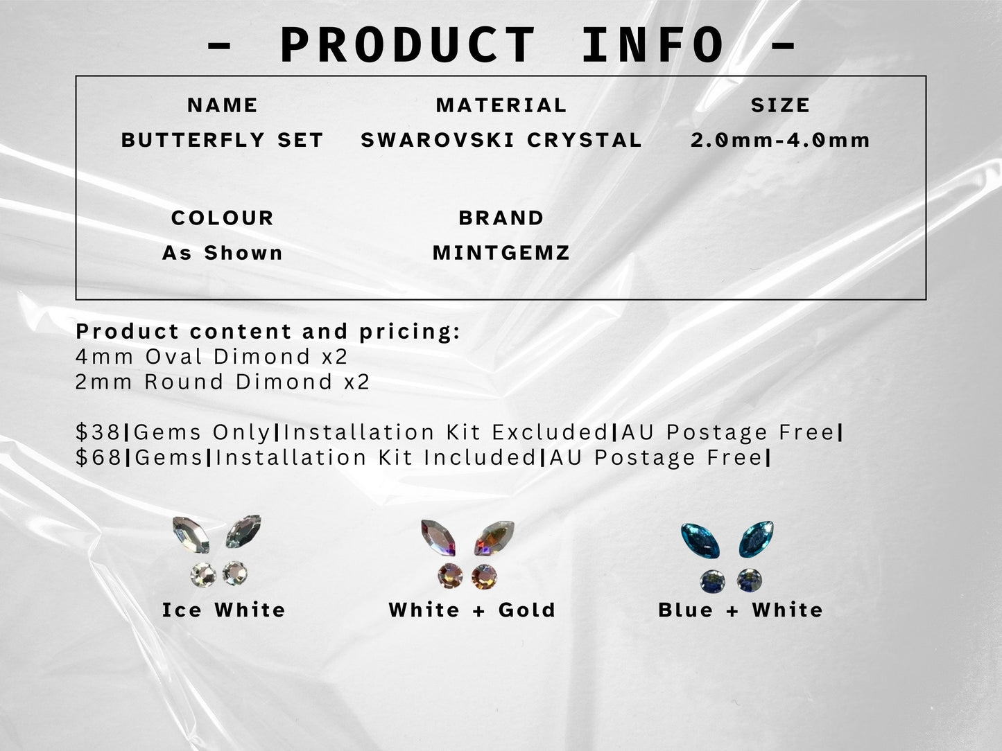 Butterfly Swarovski Tooth Gem Set | DIY Kit