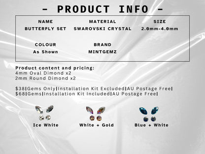 Butterfly Swarovski Tooth Gem Set | DIY Kit