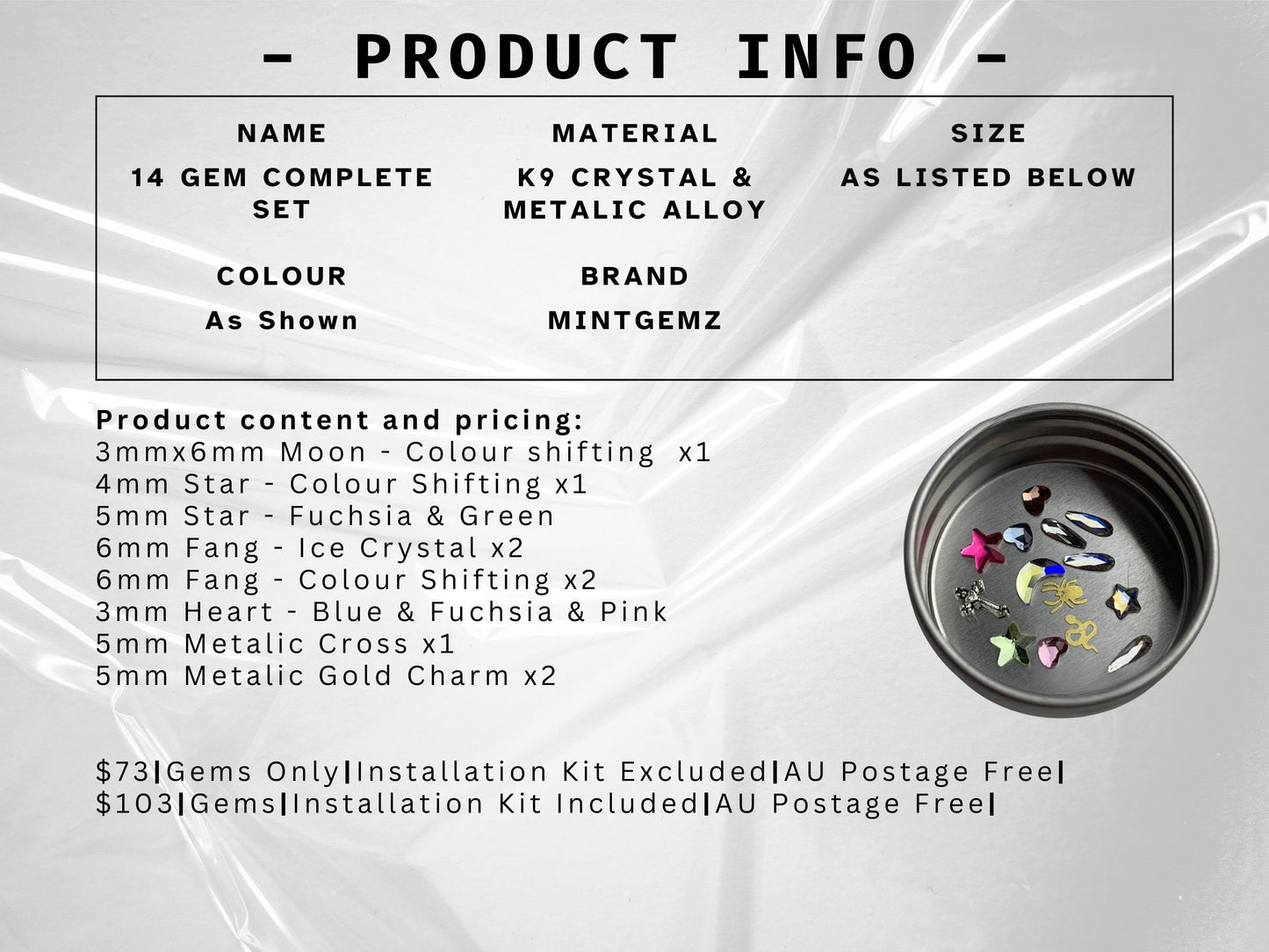 14 Gem Complete Tooth Gem Set | DIY Kit