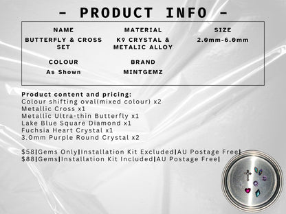 Butterfly & Cross Tooth Gem Set | DIY Kit
