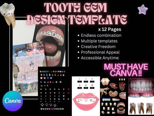 Tooth Gem Design Template | Editable Canva (Digital Download)