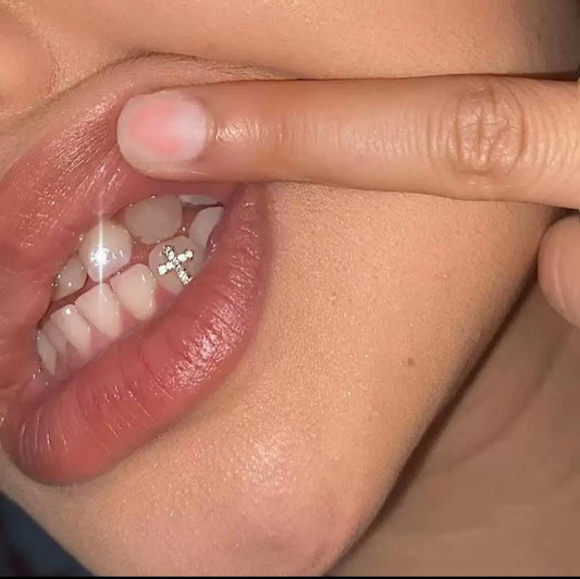 999 Silver Zircon Cross Tooth Gem
