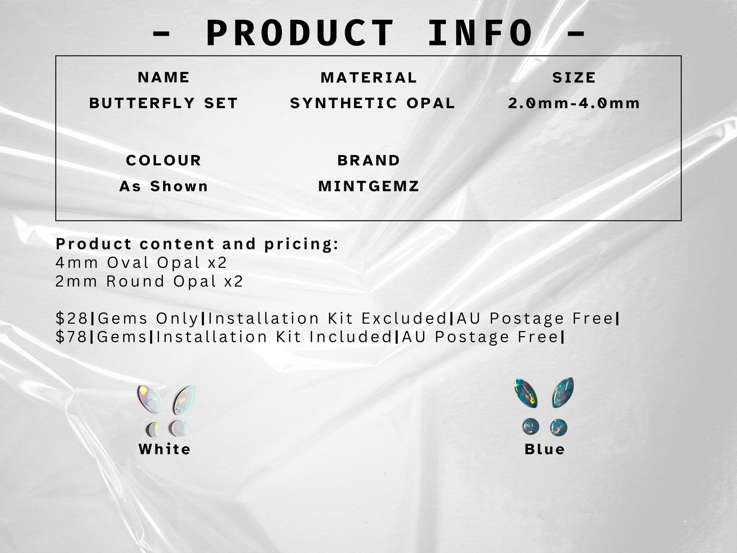 Opal Butterfly Tooth Gem Set