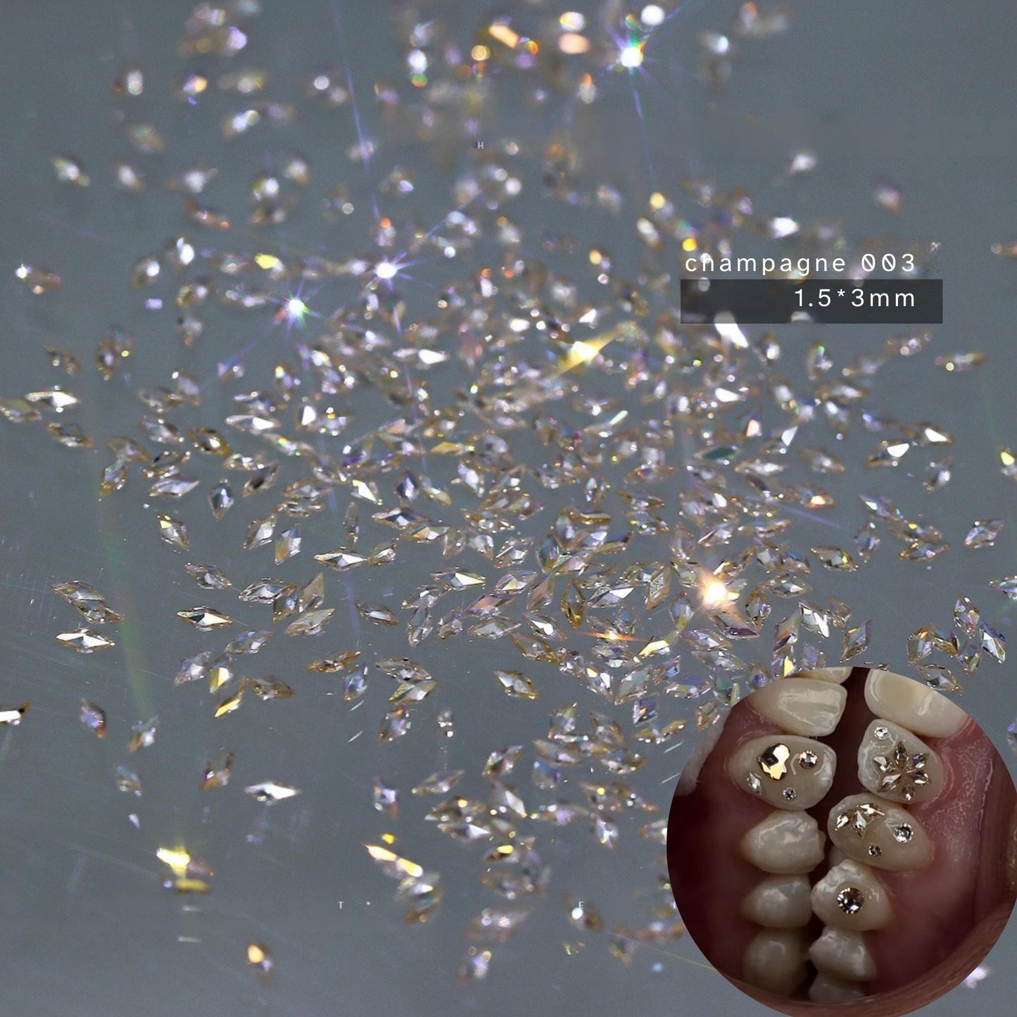 Micro Zirconia Diamond Tooth Gems | Translucent Flatback Set