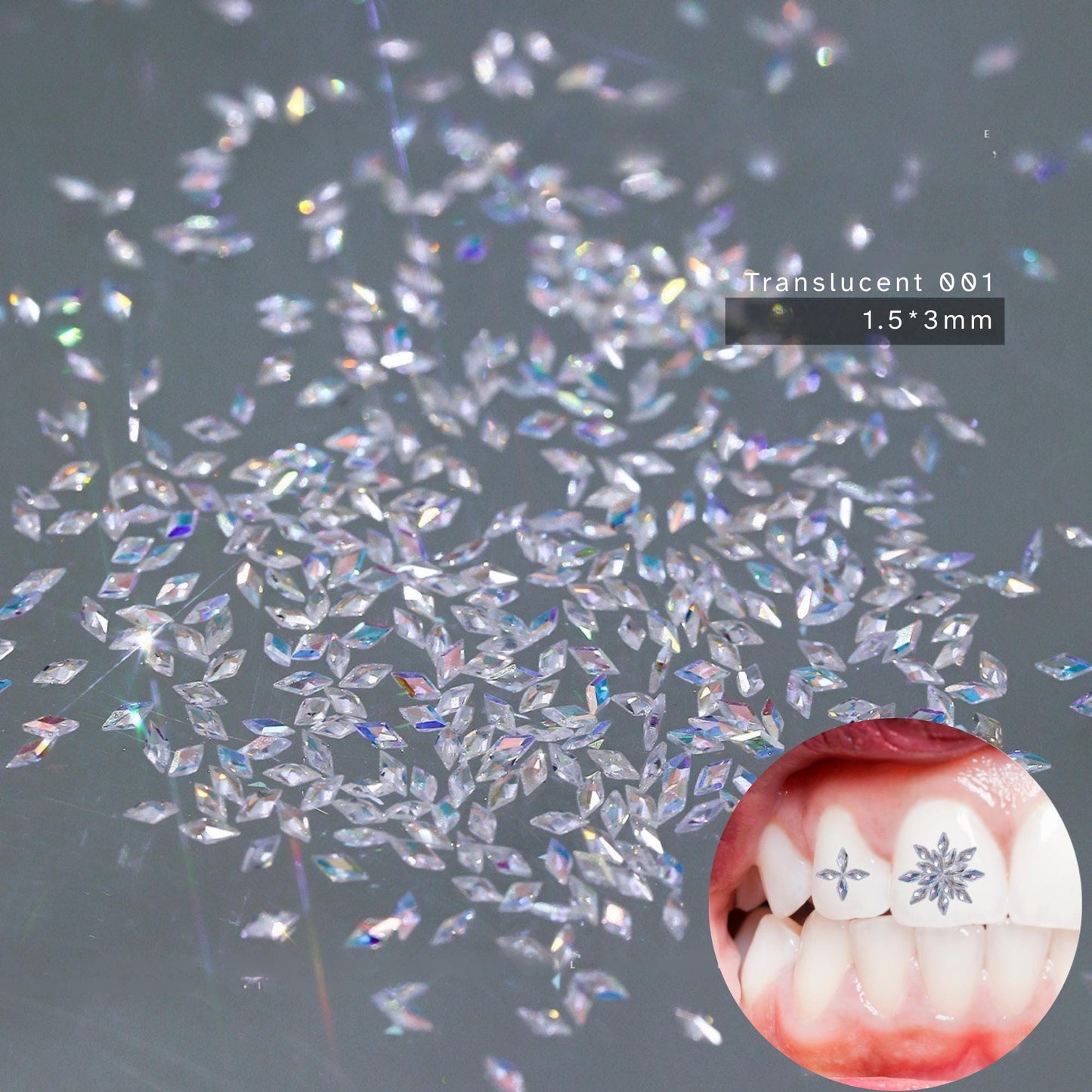 Micro Zirconia Diamond Tooth Gems | Translucent Flatback Set