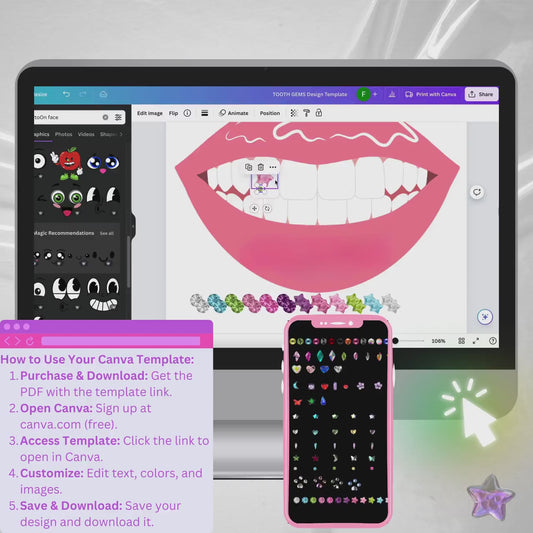 Tooth Gem Design Template | Editable Canva (Digital Download)